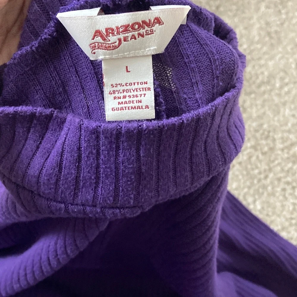 Arizona Jean Company Women's Long Sleeve Ribbed Top - Deep Purple - Picture 2 of 4